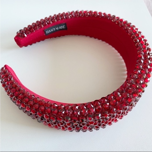 NWOT Red Sparkly Jeweled Padded Headband Beaded Holiday Christmas main image 6